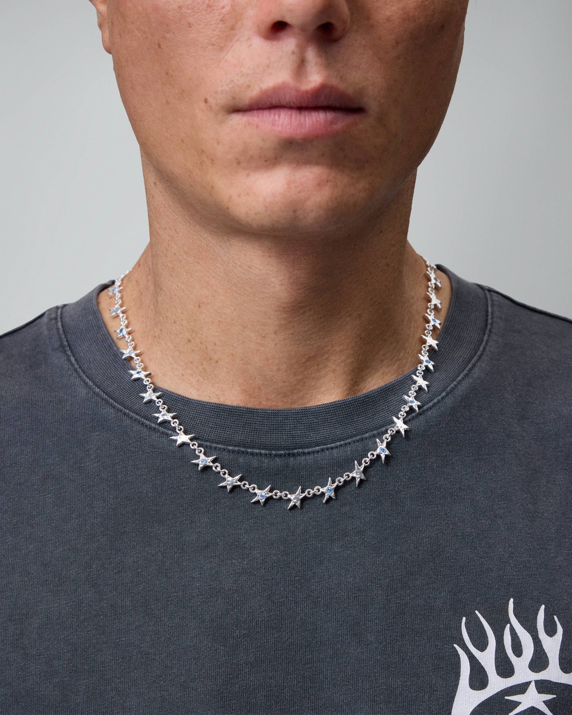 Organic Blue Stone Star Necklace