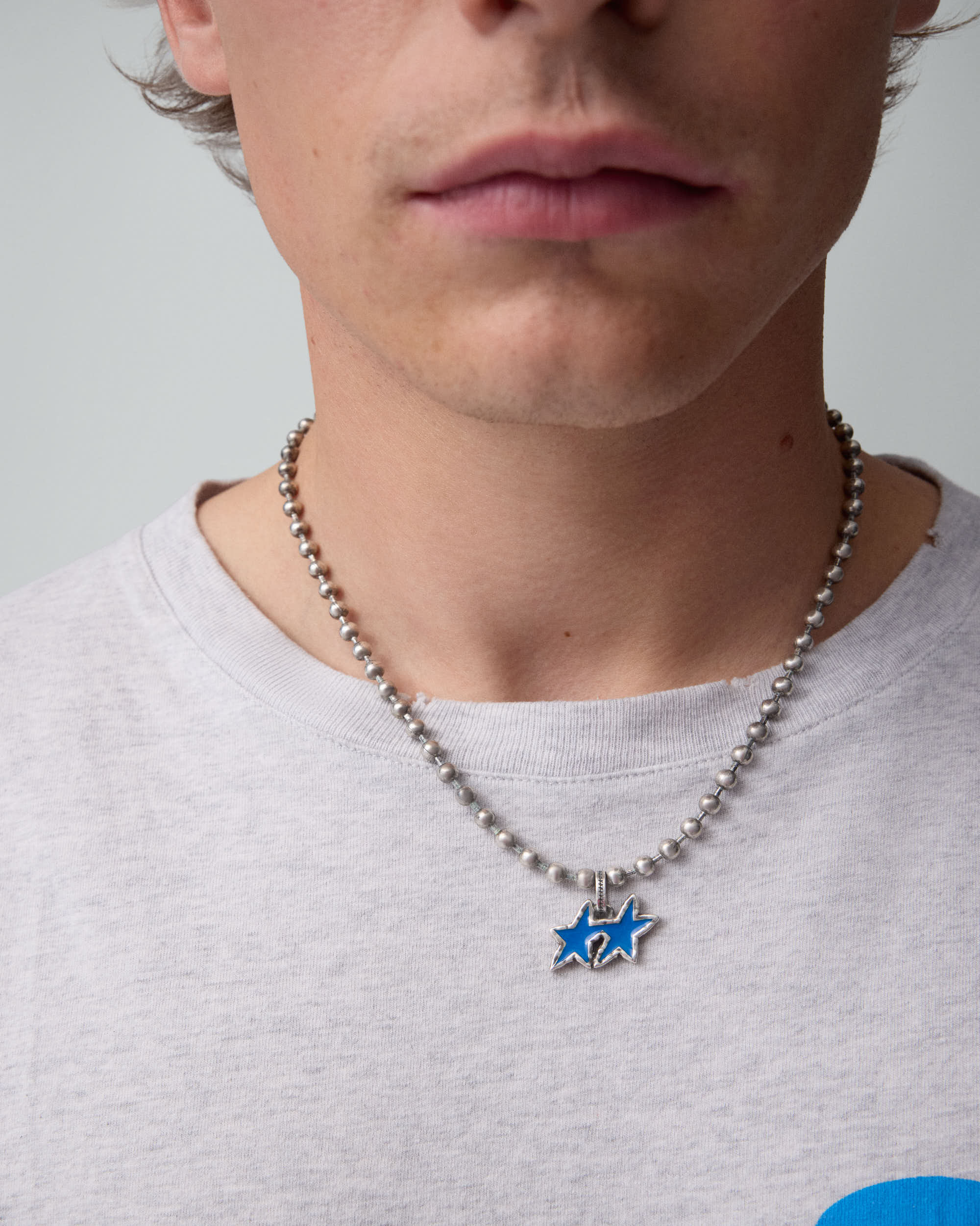 Blue Melted Stars Ball Necklace