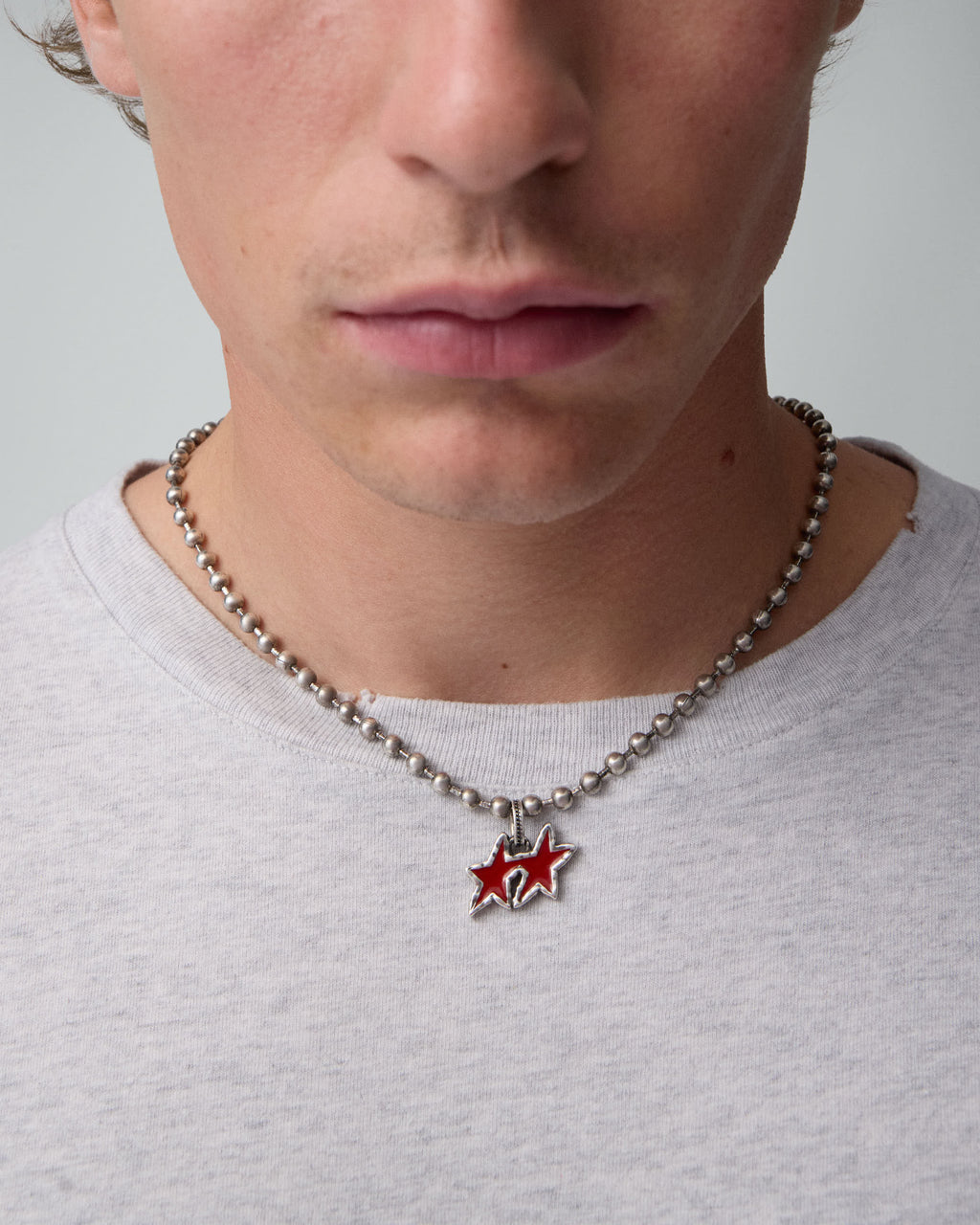 Red Melted Stars Ball Necklace