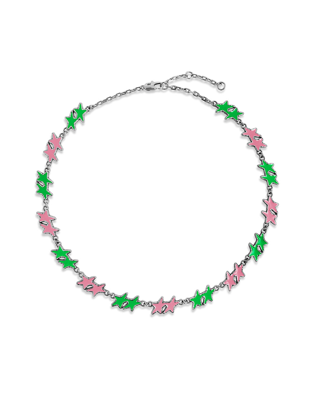 Pink / Green Melted Stars Necklace