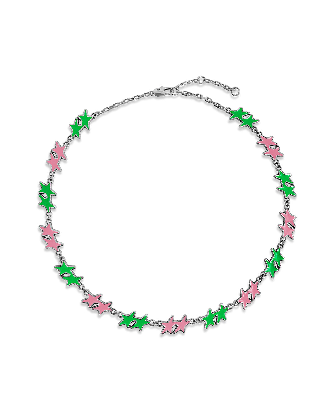 Pink / Green Melted Stars Necklace