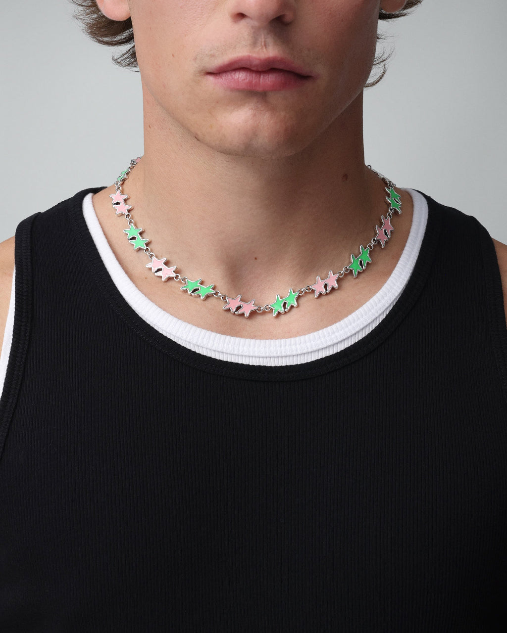 Pink / Green Melted Stars Necklace