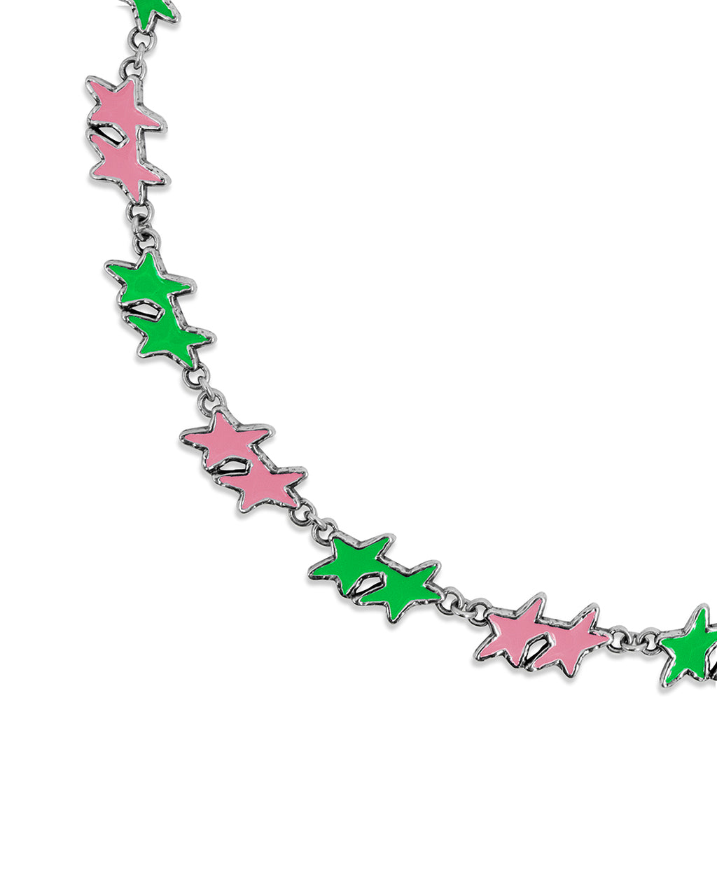 Pink / Green Melted Stars Necklace