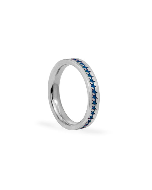 Blue Enameled Starline Ring