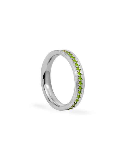 Green Enameled Starline Ring