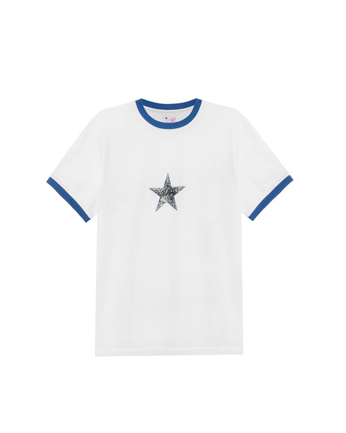 Single Star Two Tone Tee White