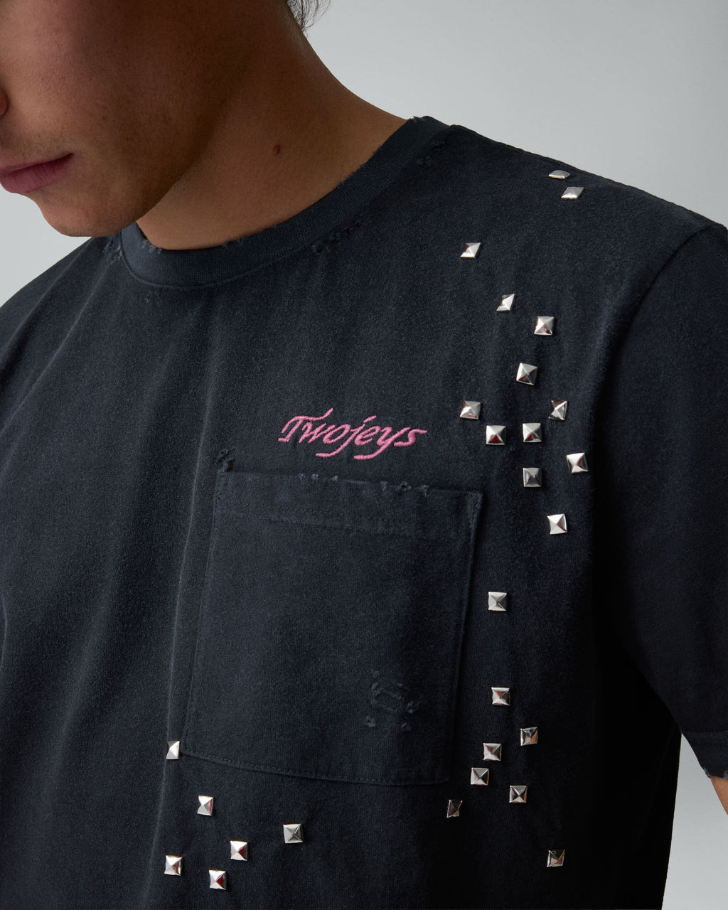 Studded Black Tee 1E