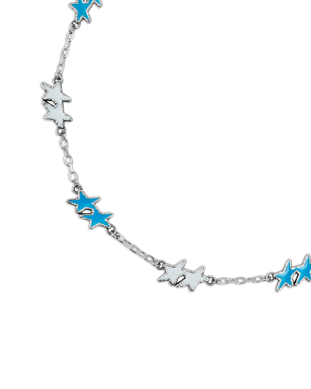 Melted Stars Necklace Baby Blue-White