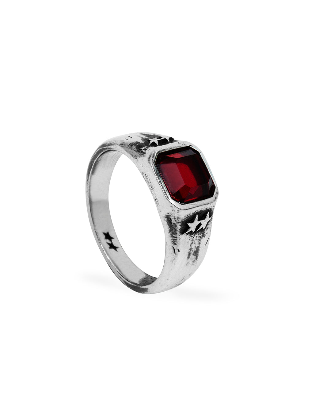 Red Octagonal Signet Ring – front view