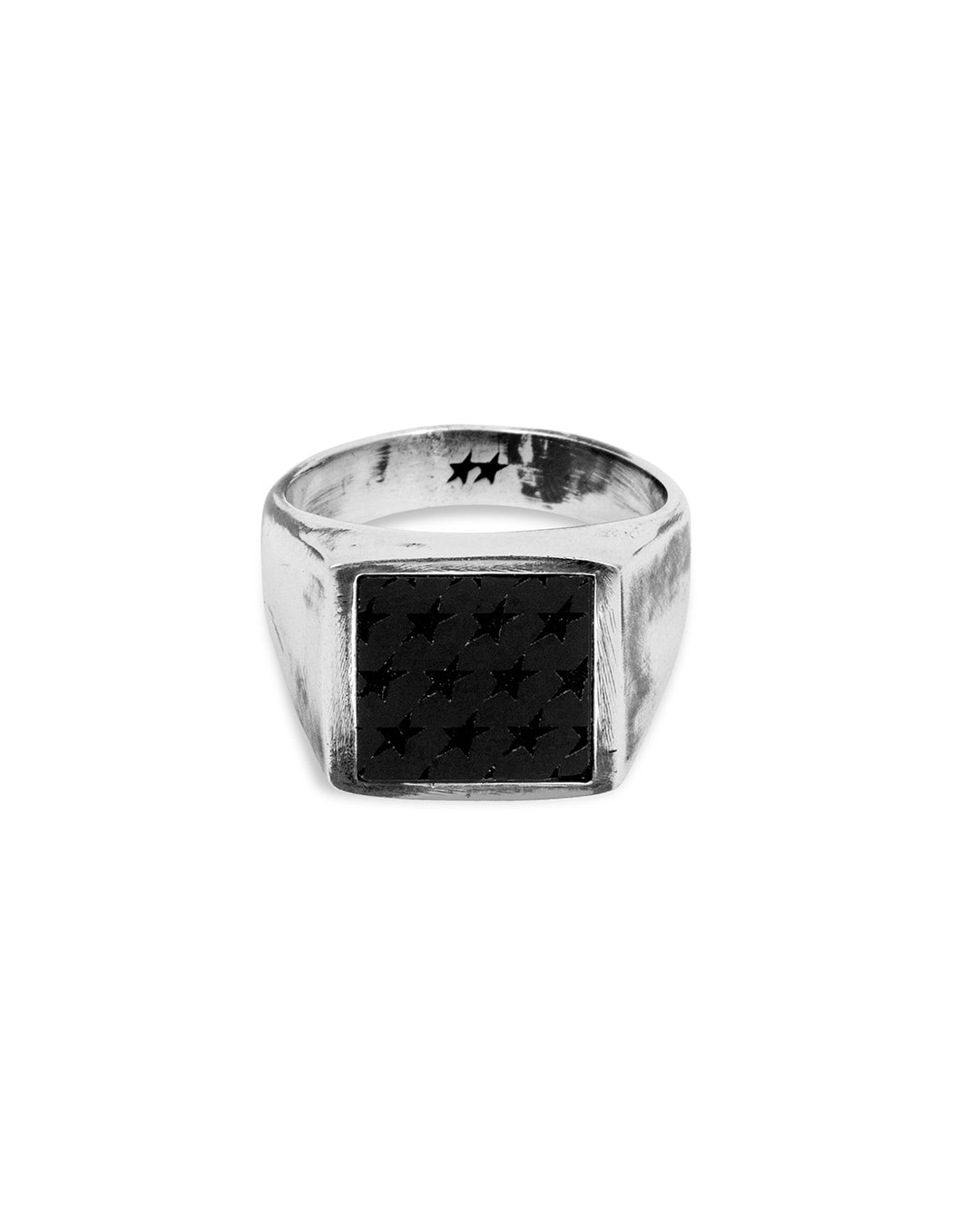 Square All-over Onyx Ring – back view