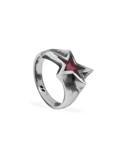 Red Single Star Ring – front view