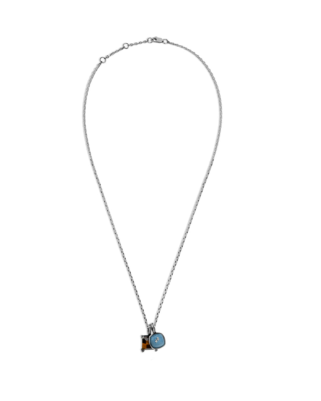 Blue and Brown Stone Necklace – front view