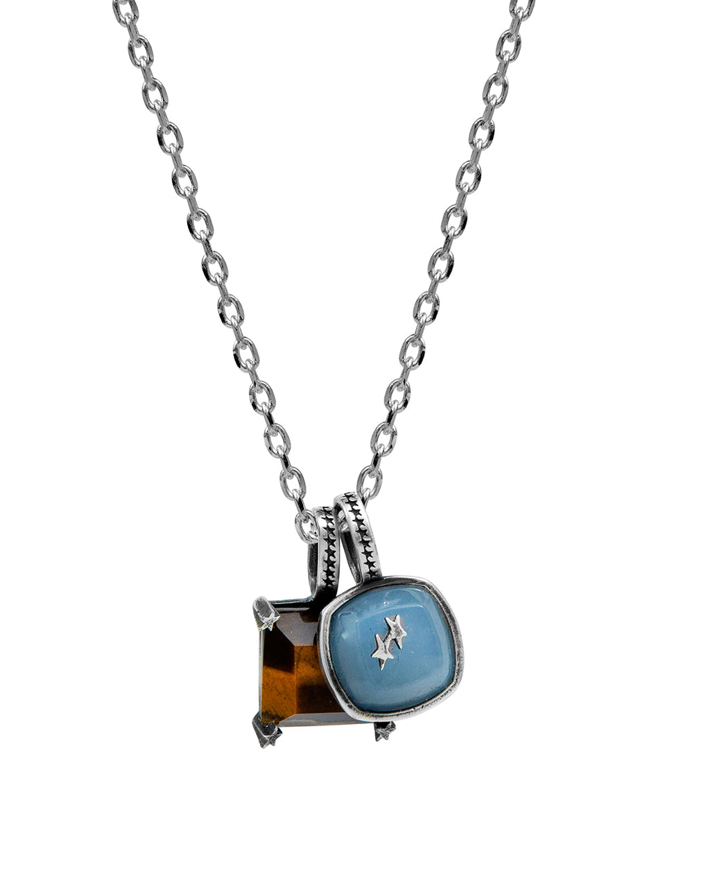 Blue and Brown Stone Necklace – back view