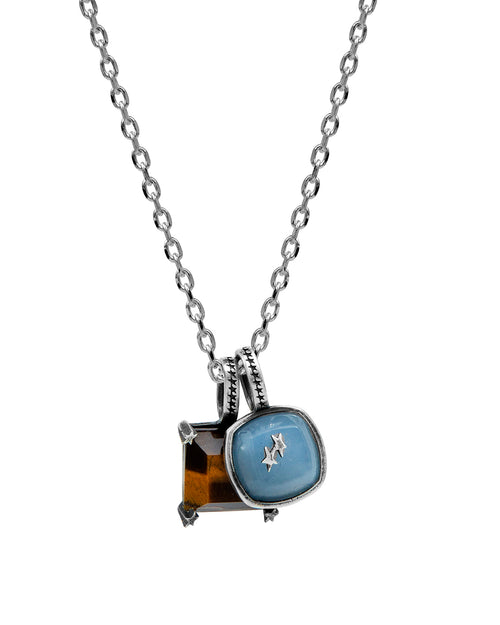 Blue and Brown Stone Necklace – back view