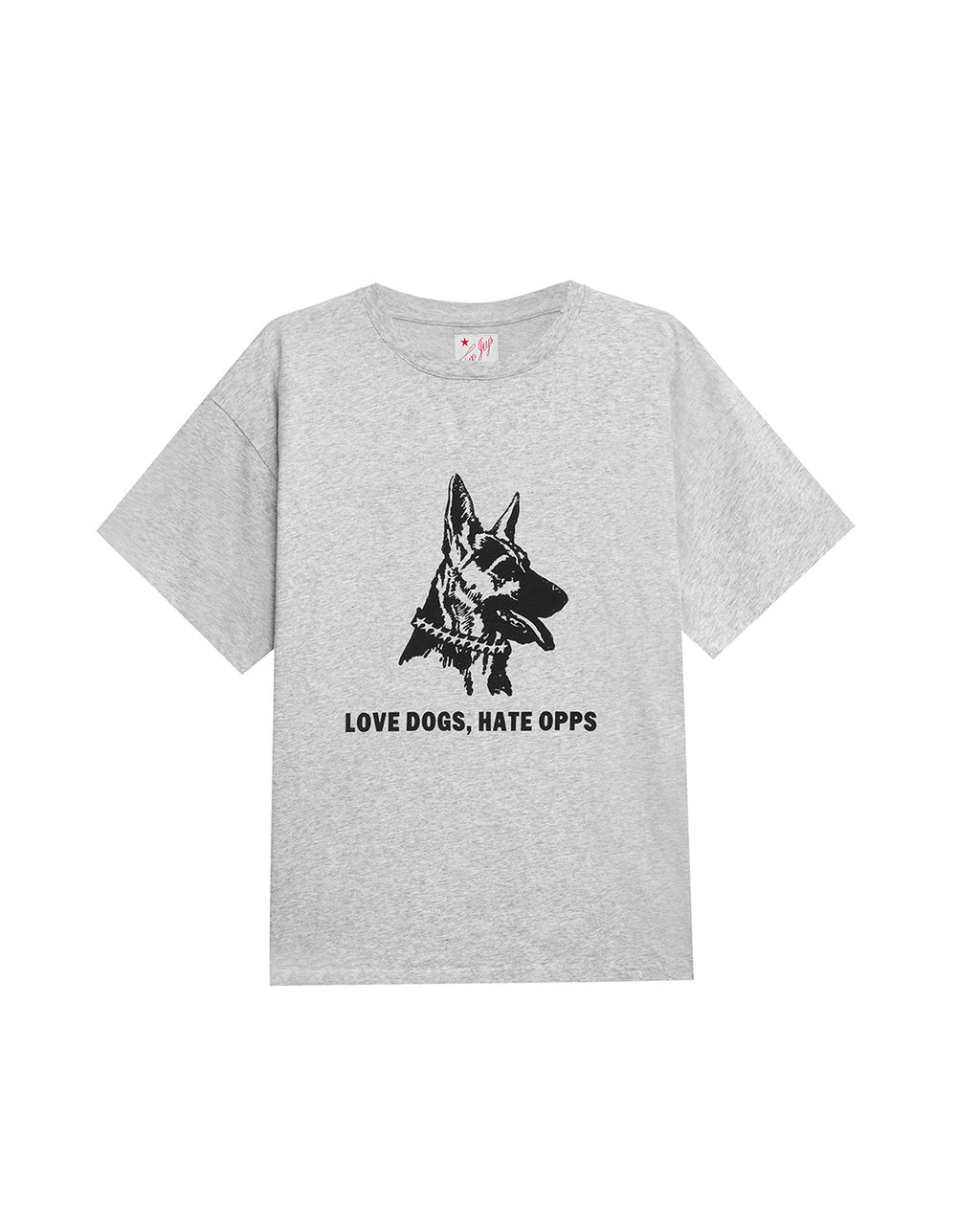 OPPS Tee Grey Melange – front view