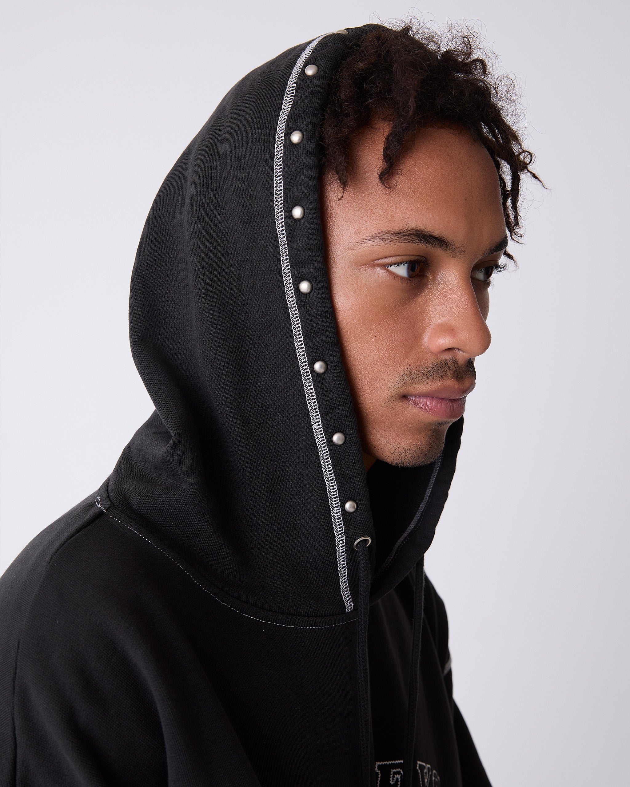 Black Contrast Varsity Stud Hoodie – Twojeys