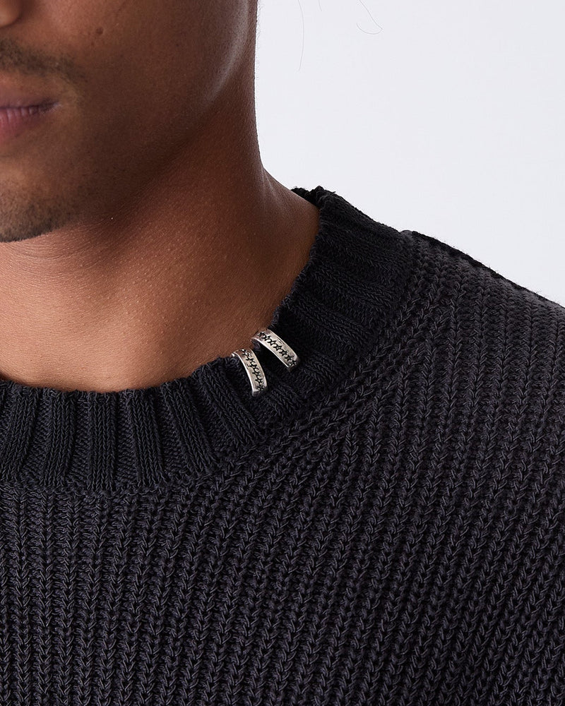 Distressed Icon Knit Sweater Black