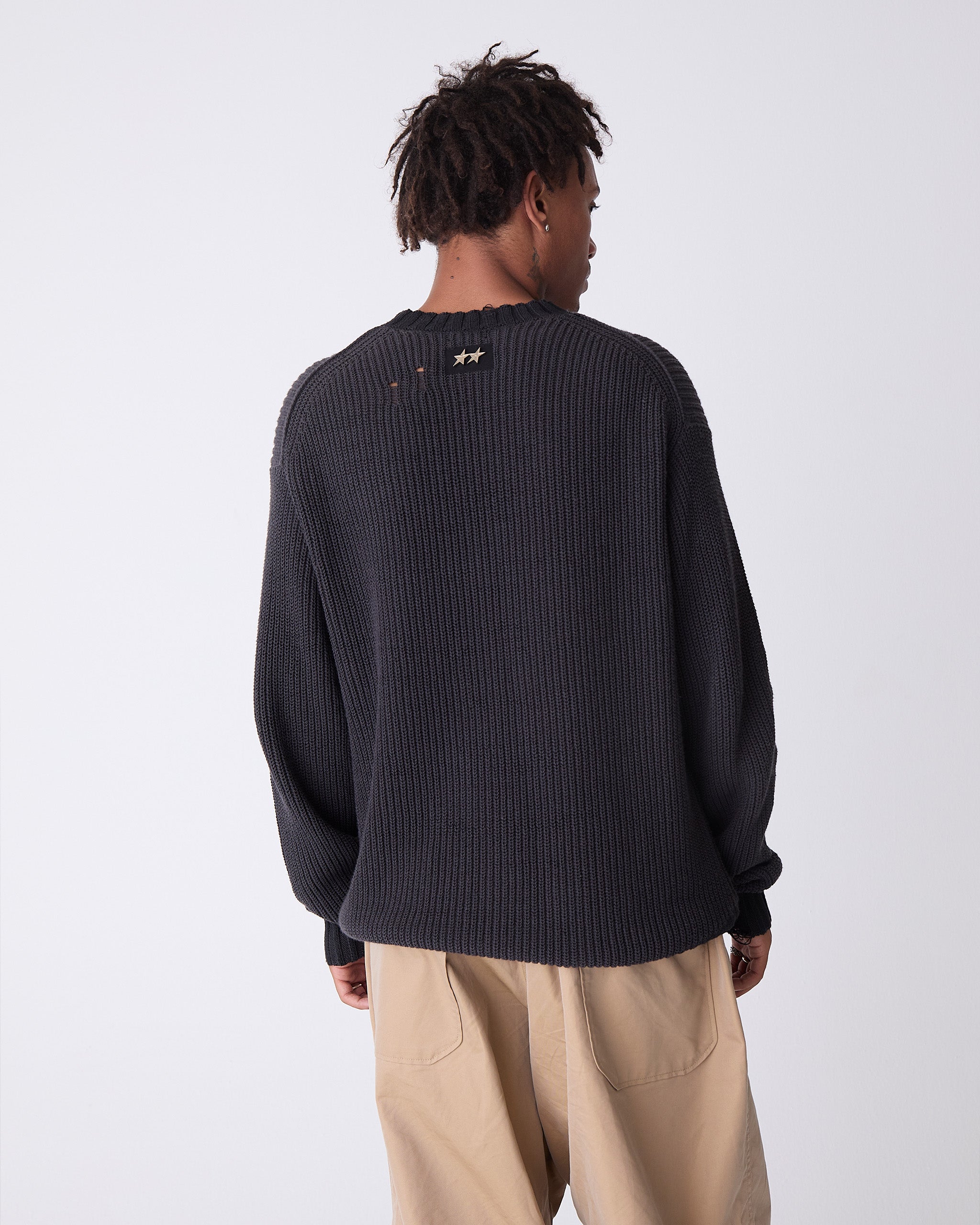 Distressed Icon Knit Sweater Black – Twojeys