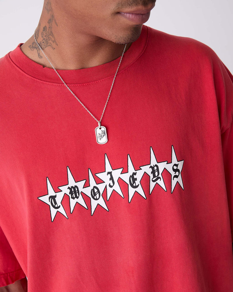 Red Graphic Stars Tee