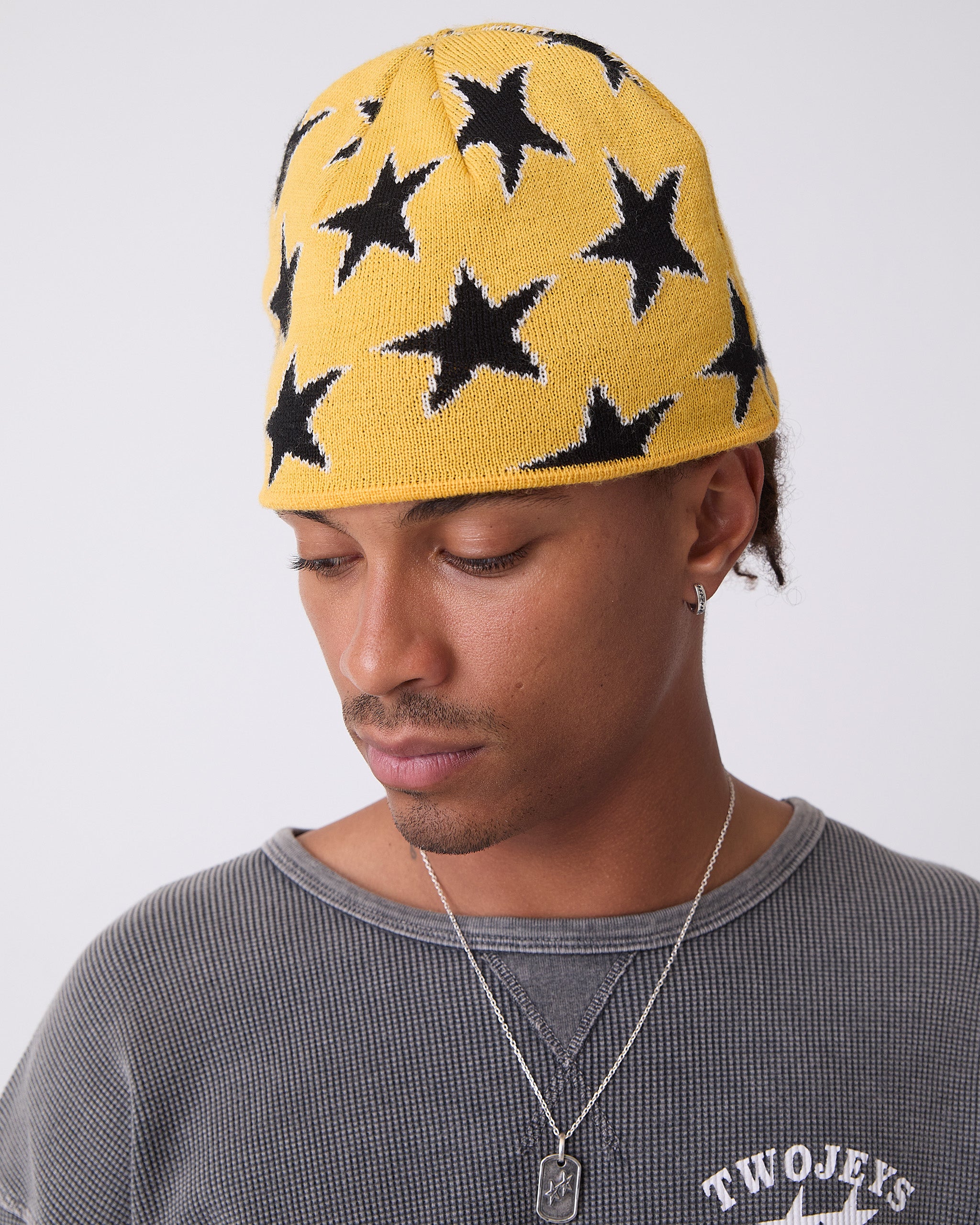 帽子 PLZ STAR BEANIE Yellow All-over Stars Beanie – Twojeys