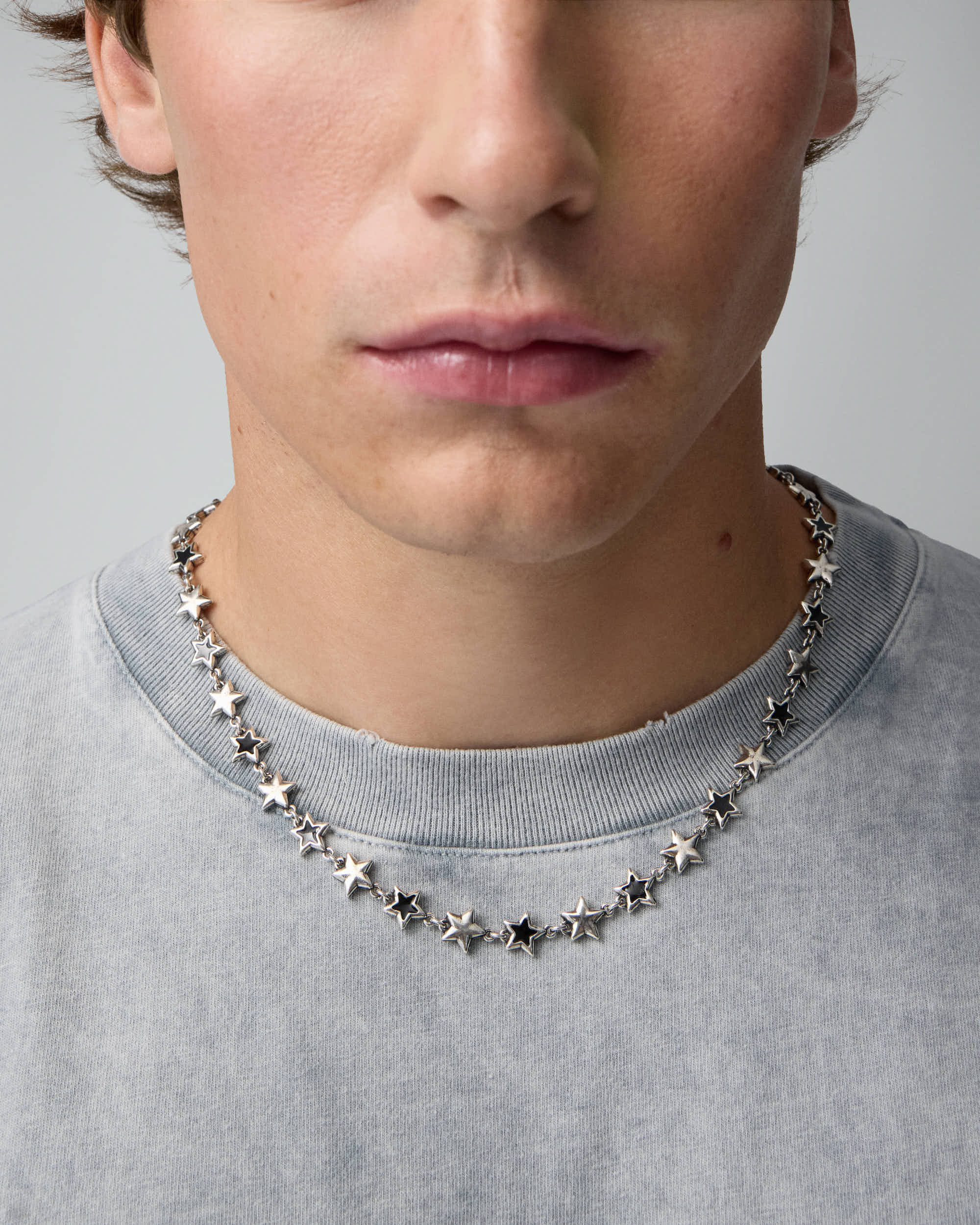 Black Enameled Stars Necklace 1A