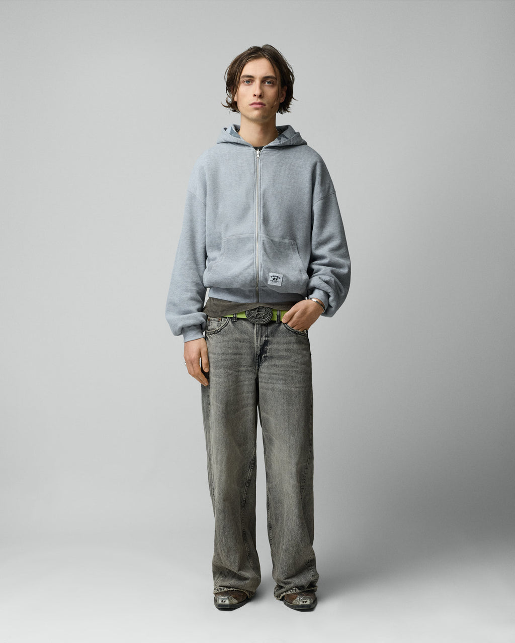 All Over Reversible Full-zip Grey Melange