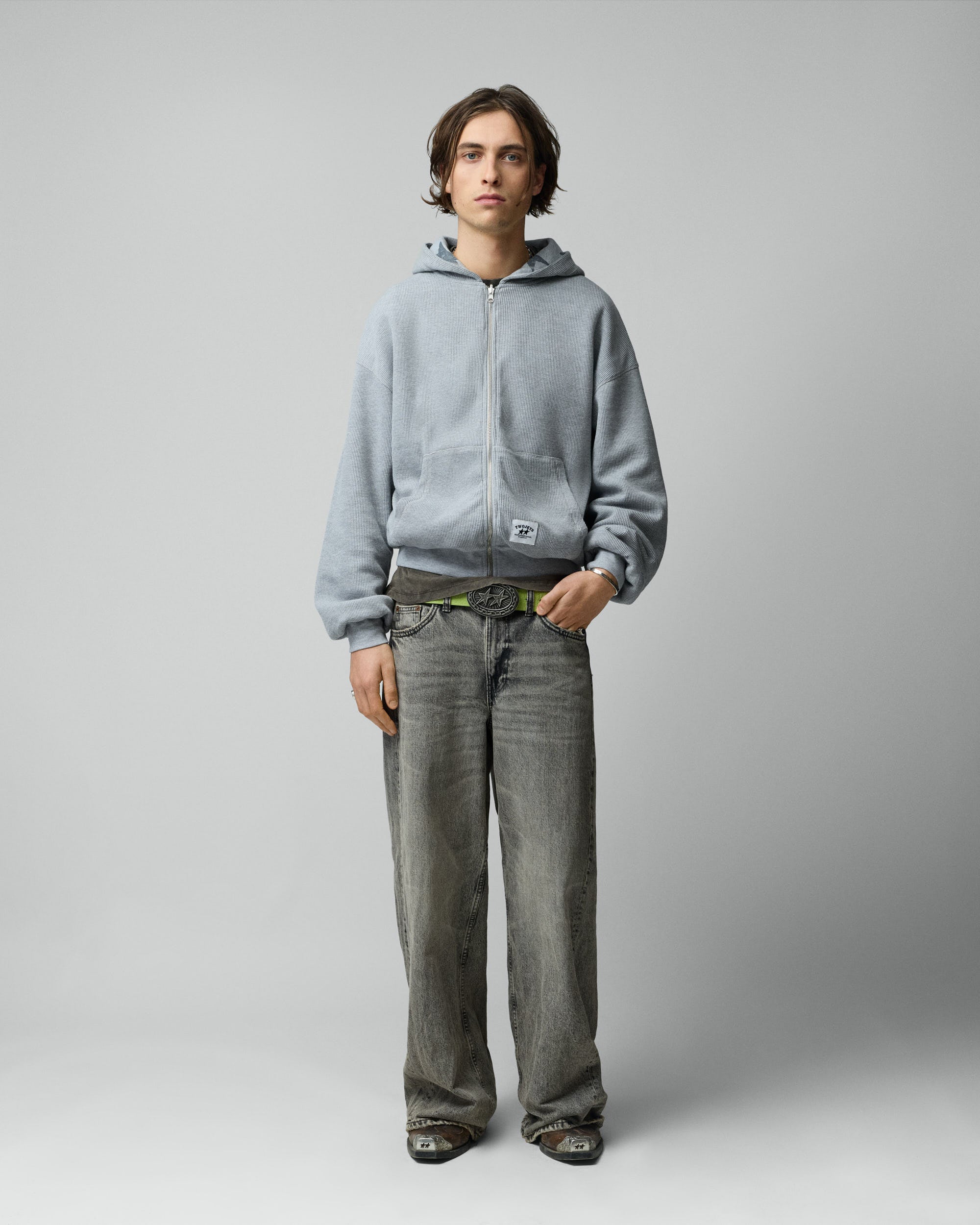 All Over Reversible Full-zip Grey Melange