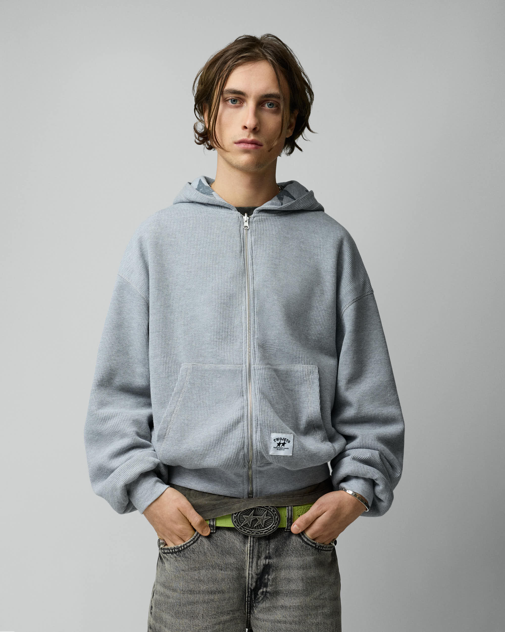 泥酔倶楽部 Reversible  jacket Grey XL All Over Reversible Full-zip Grey Melange – Twojeys