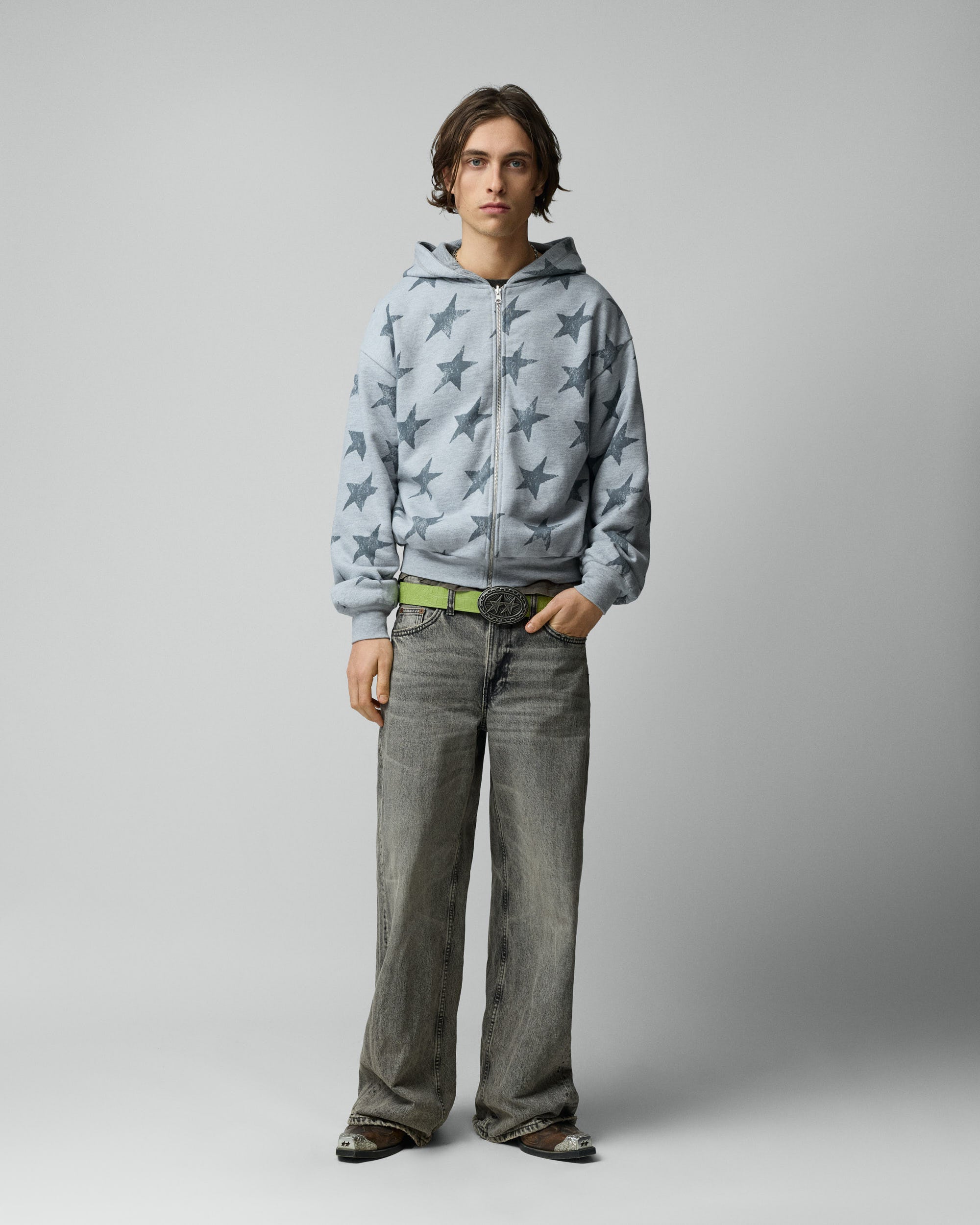 All Over Reversible Full-zip Grey Melange
