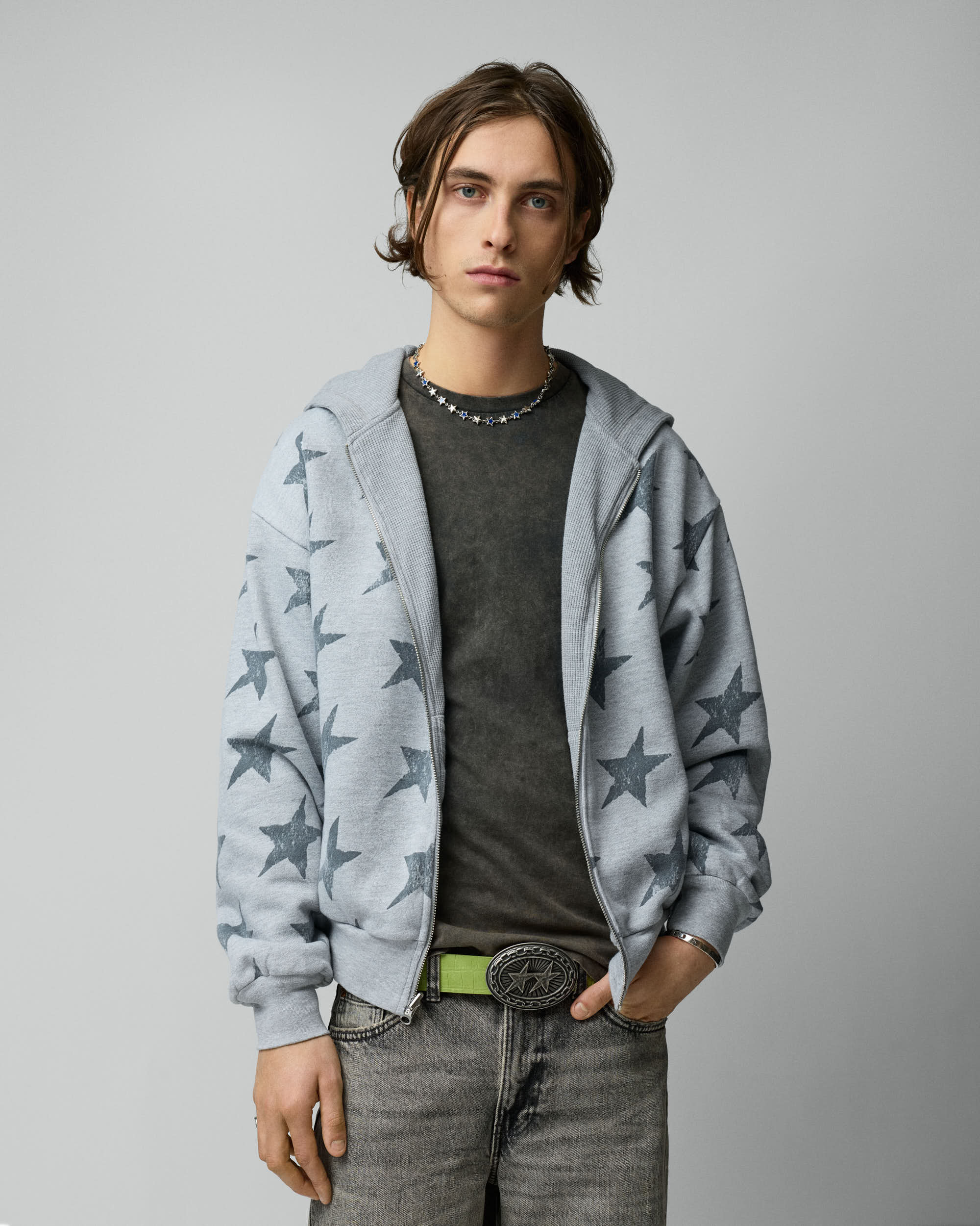 All Over Reversible Full-zip Grey Melange