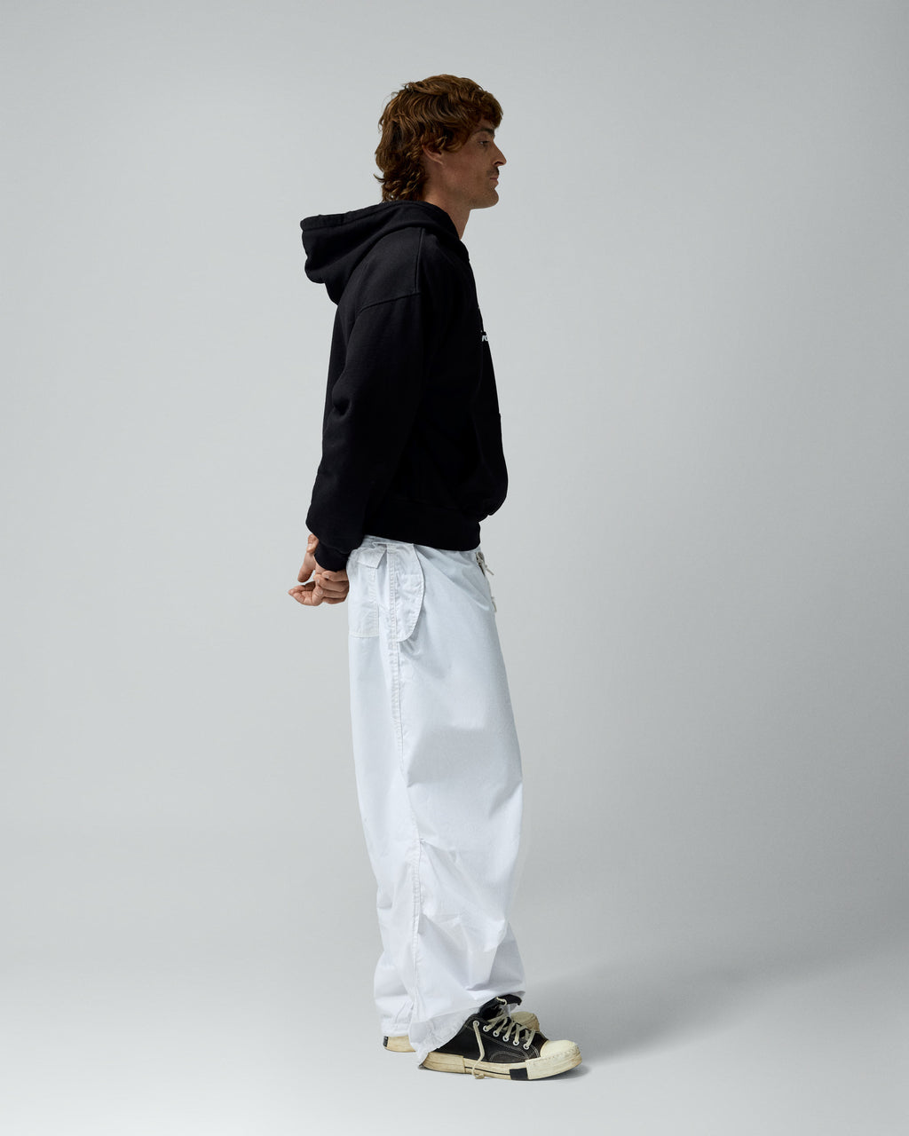 Framed Logo Hoodie Black – worn by model