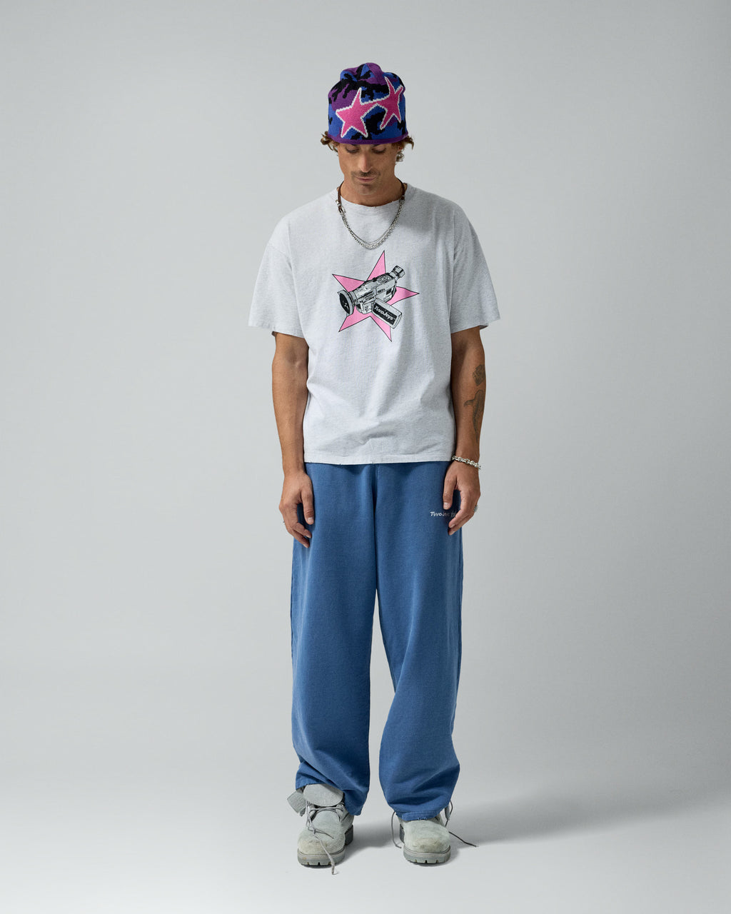 Camera Crew Tee Grey Melange – worn by model