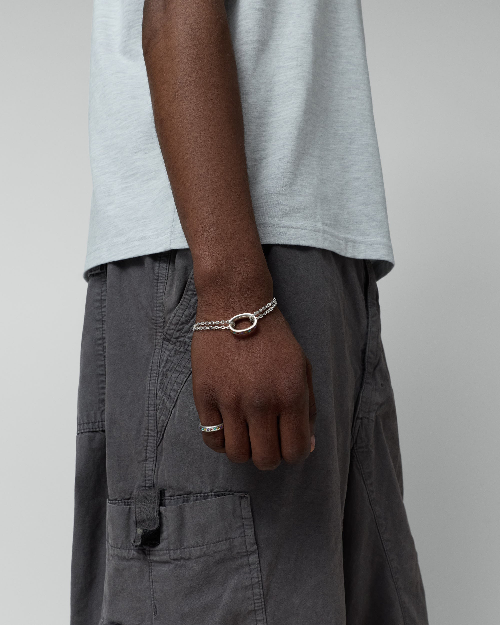 Enameled Multicolor Icon Link Bracelet L