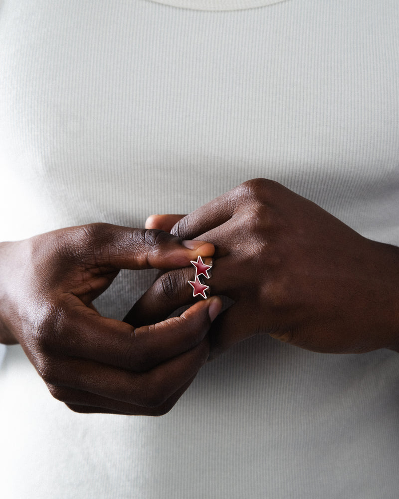 Icon Red Enameled Single Ring