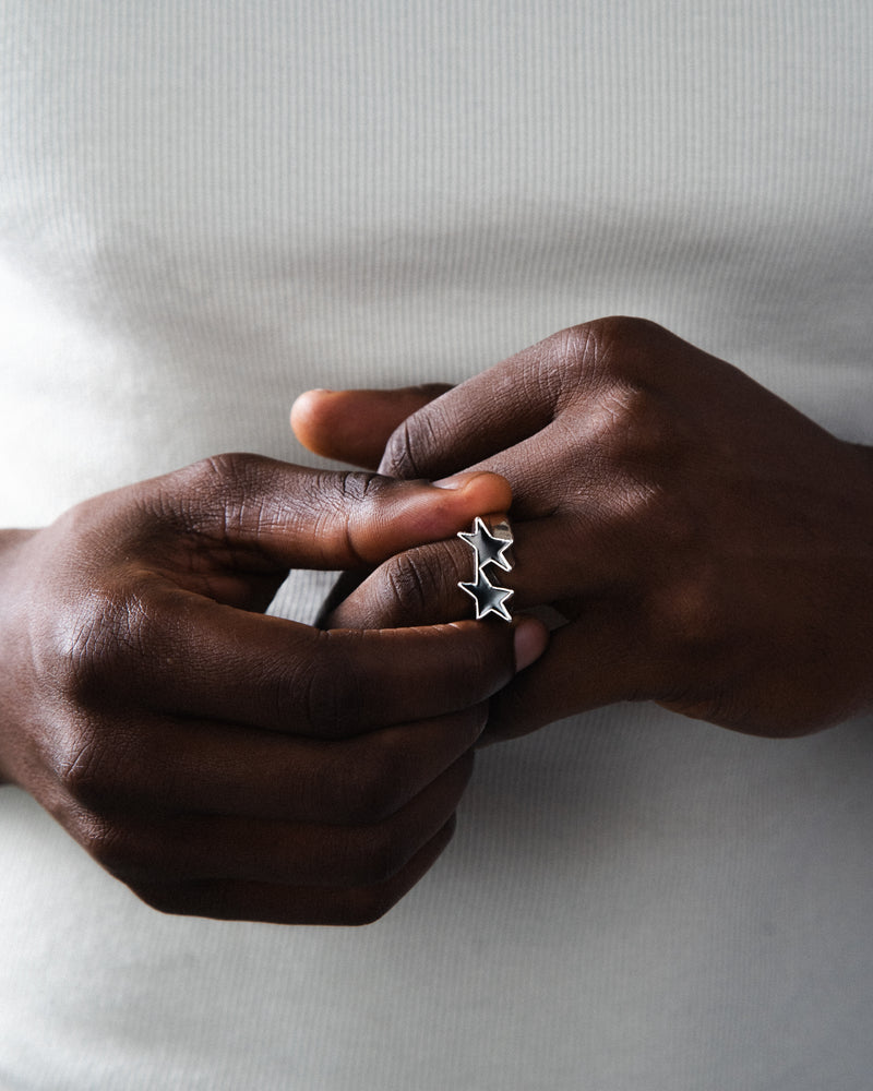 Icon Black Enameled Single Ring