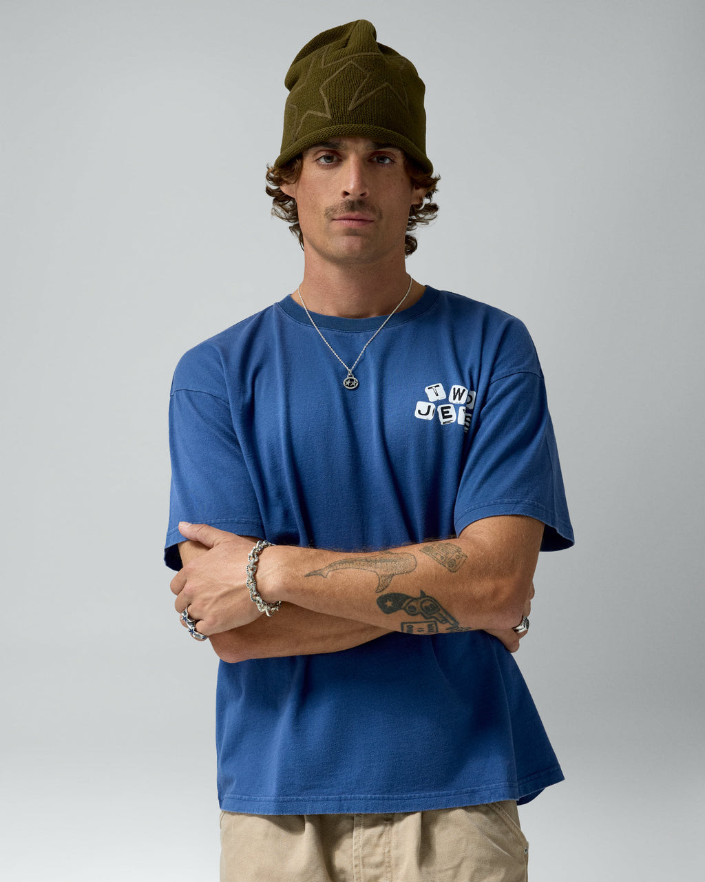 Dice Tee Blue – worn by model