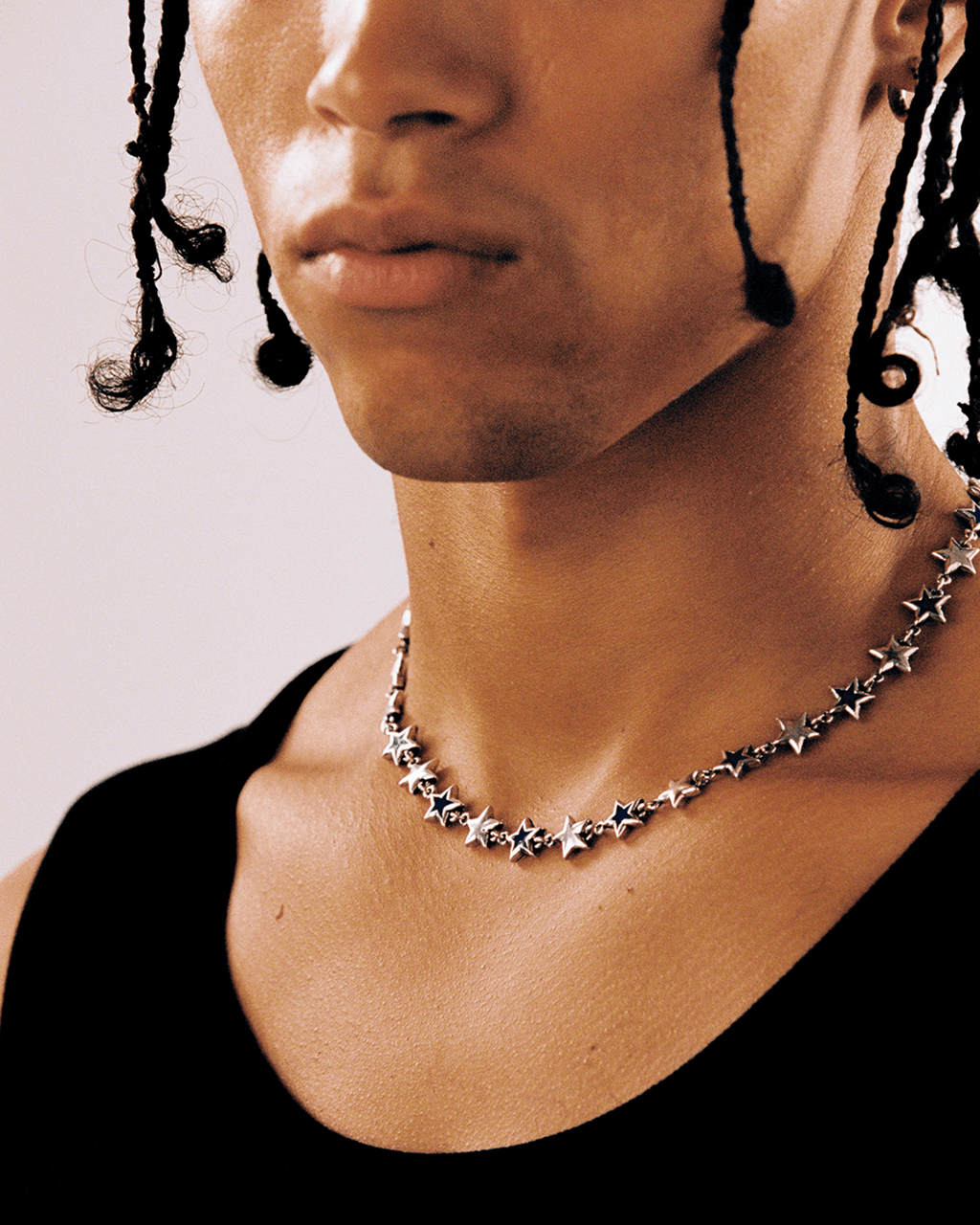 Black Enameled Stars Necklace