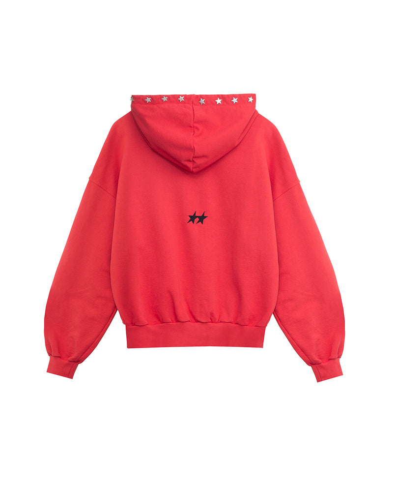Stars Studded Red Hoodie