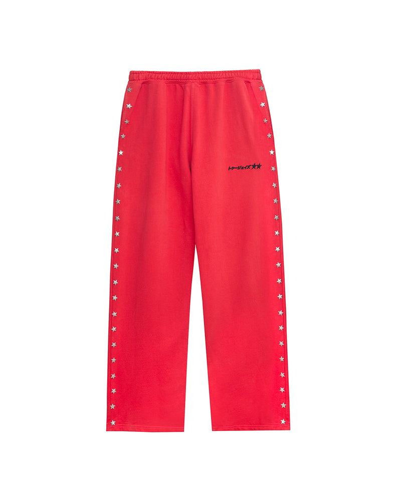Stars Studded Red Sweatpants