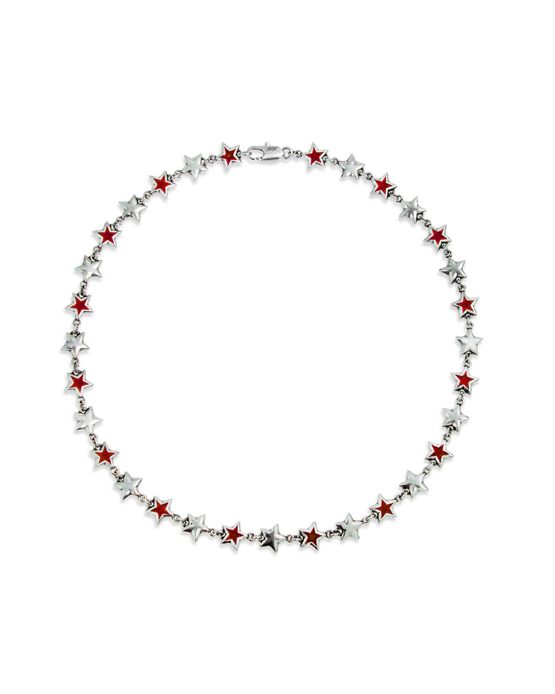 Red Enameled Stars Necklace