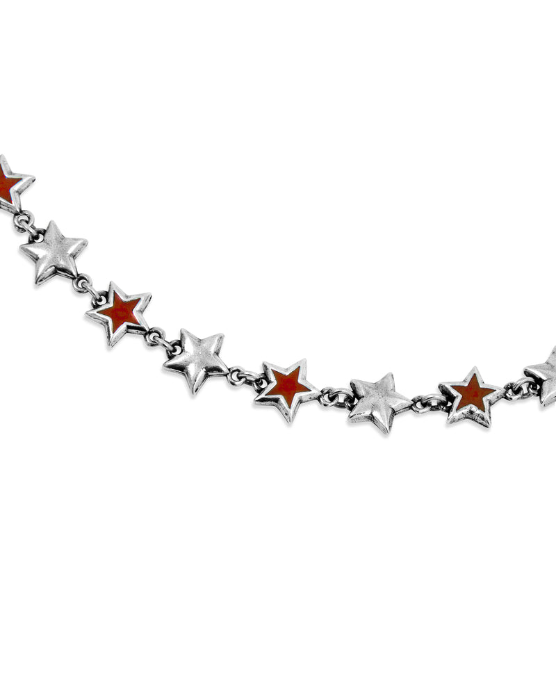 Red Enameled Stars Necklace