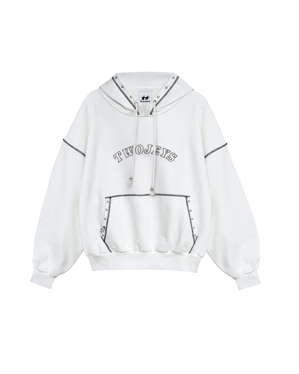 White Contrast Varsity Hoodie