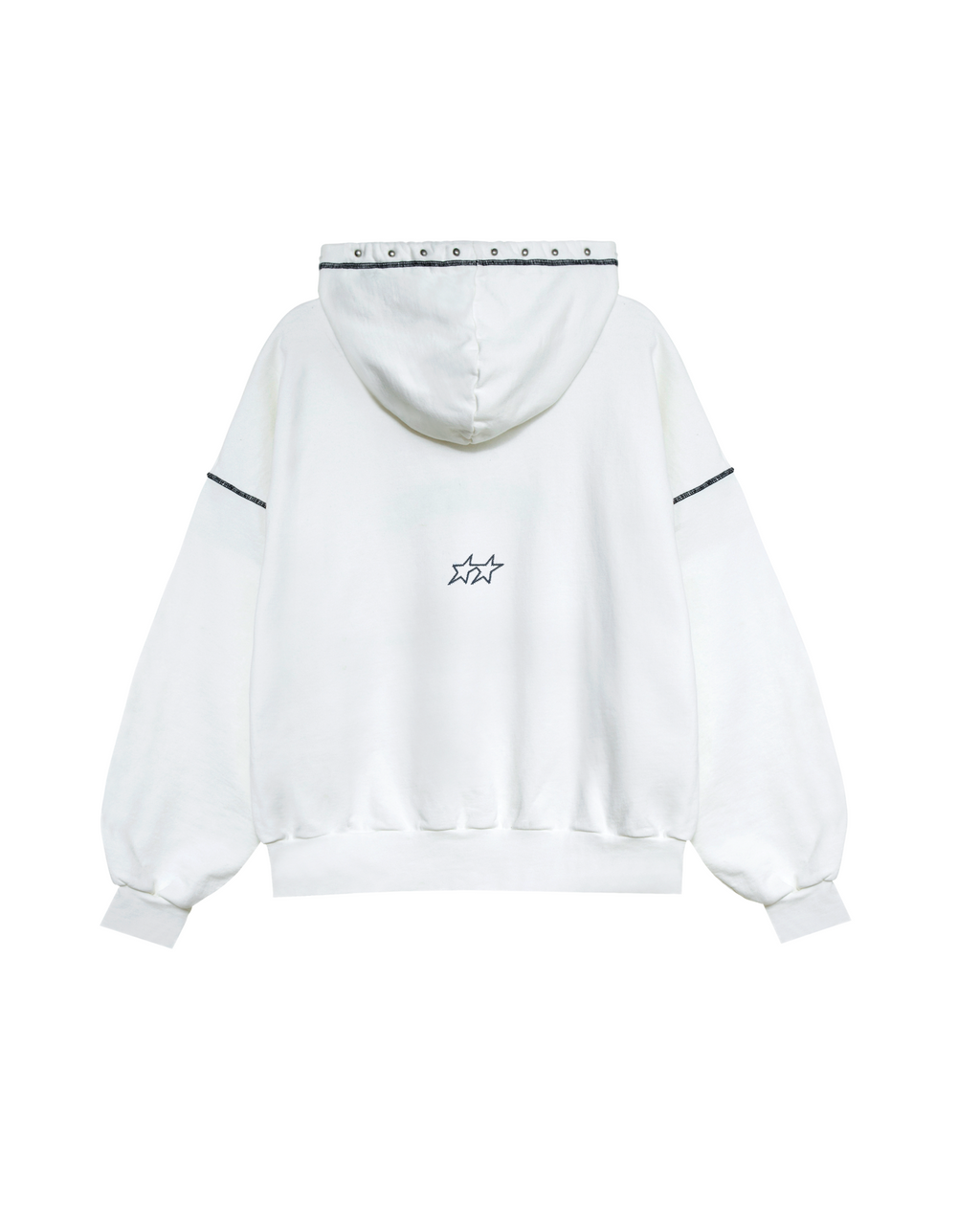 White Contrast Varsity Stud Hoodie