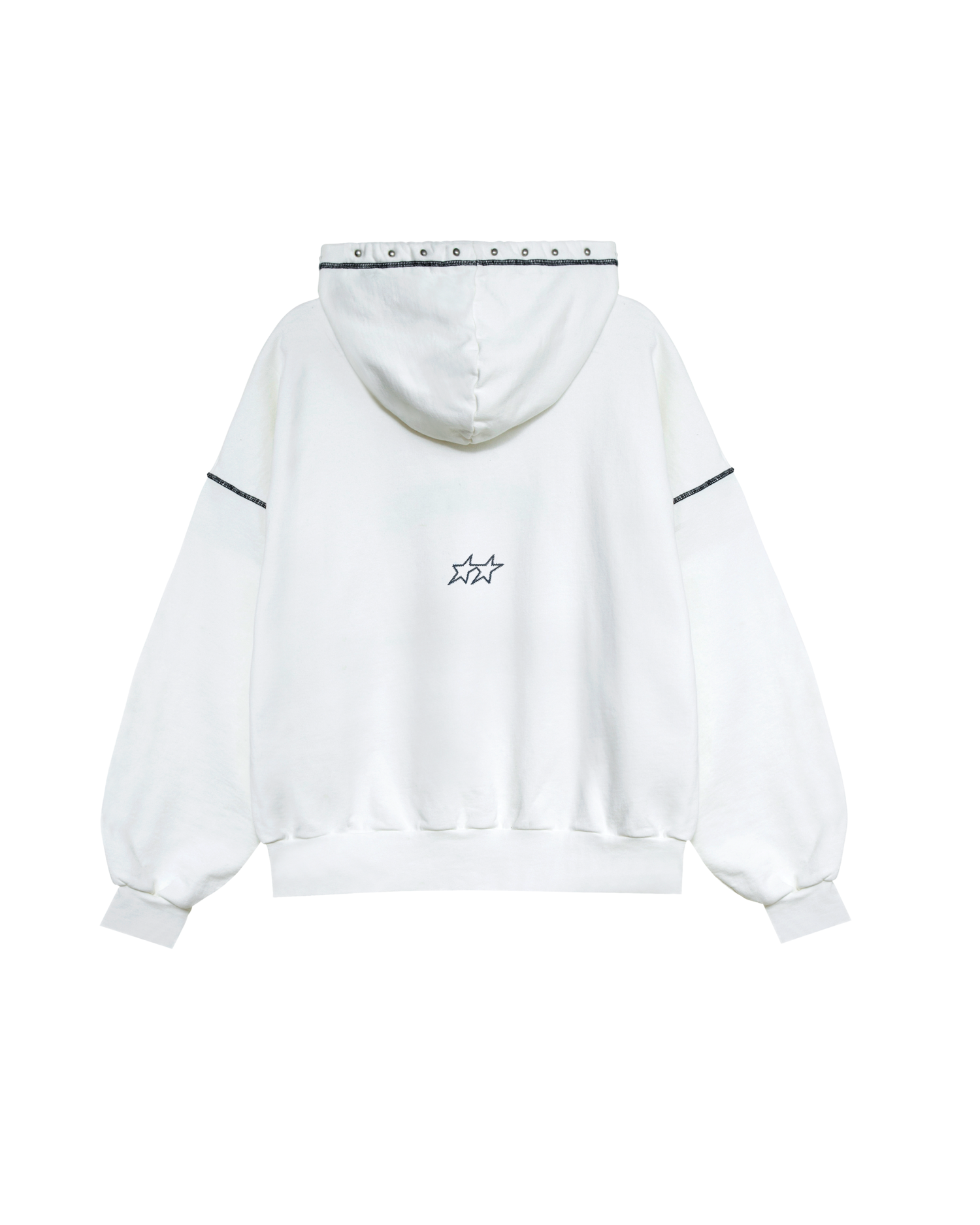 White Contrast Varsity Stud Hoodie