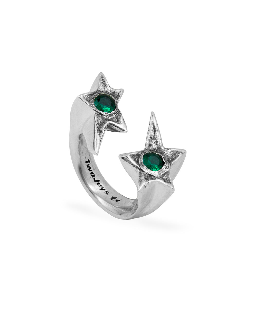 Anillo Two Stone Verde