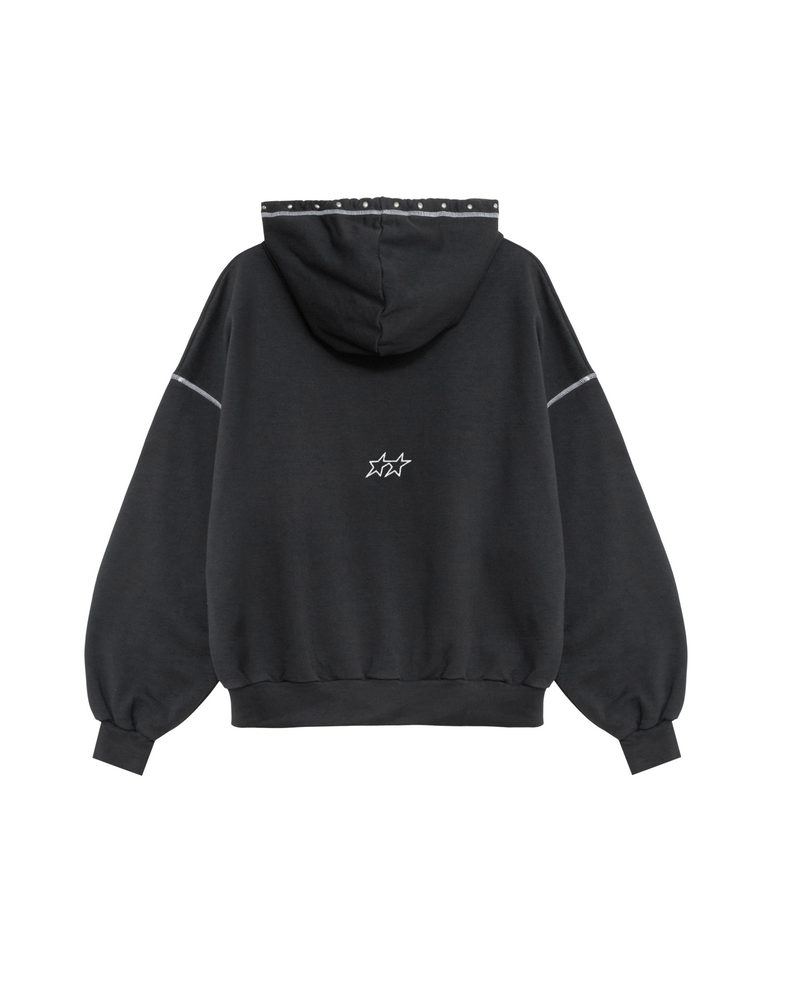 Black Contrast Varsity Hoodie