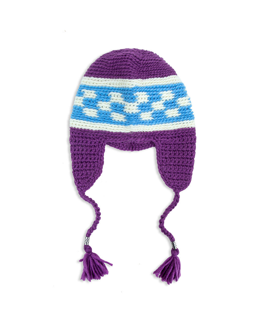 Knitted Earflap Purple Beanie