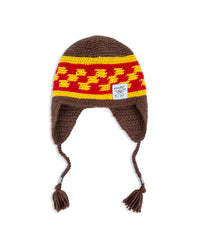 Knitted Earflap Brown Beanie