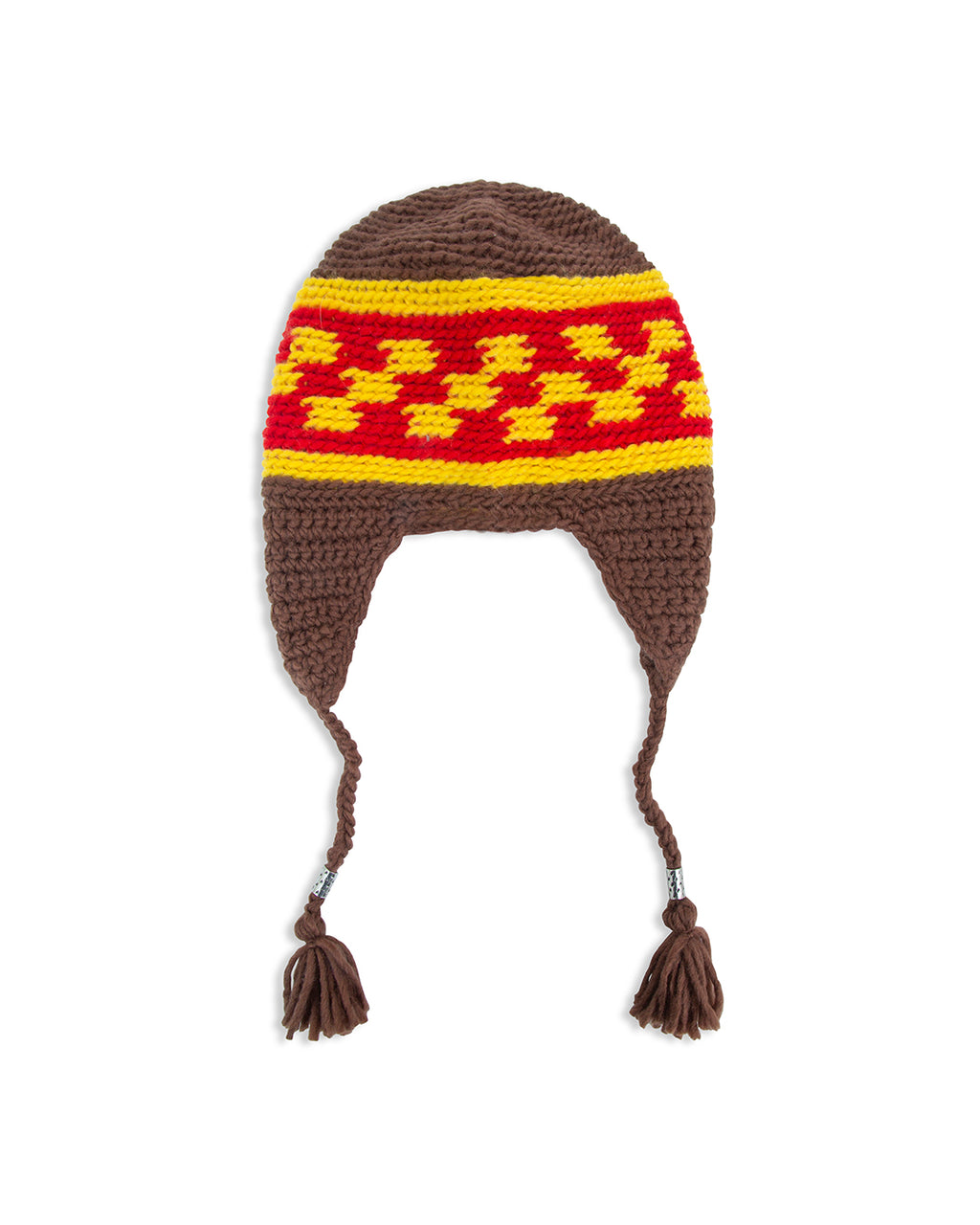 Knitted Earflap Brown Beanie