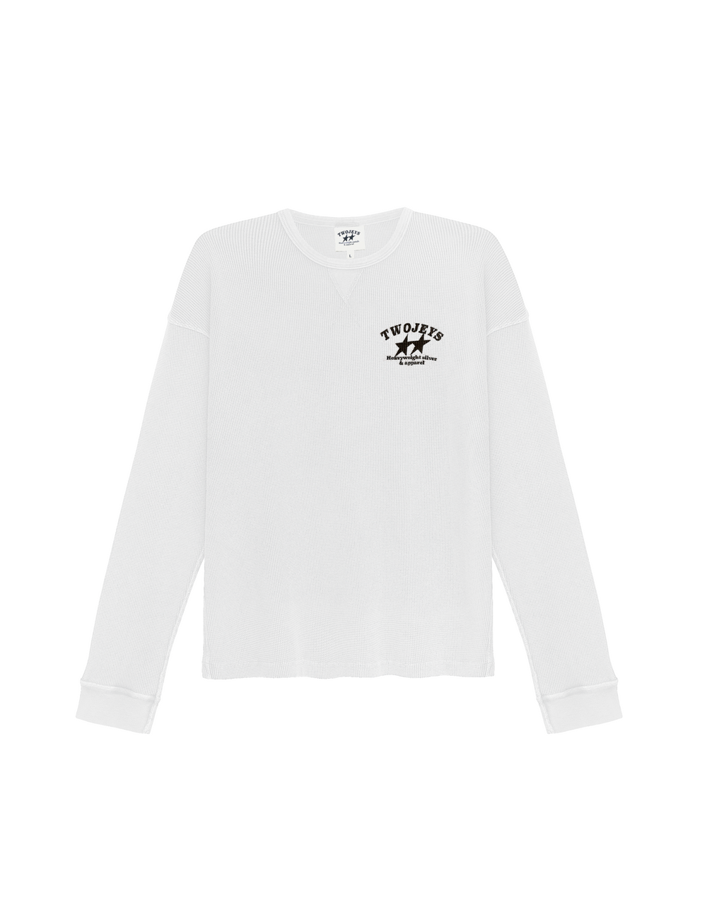 White Basic Waffle Long Sleeve